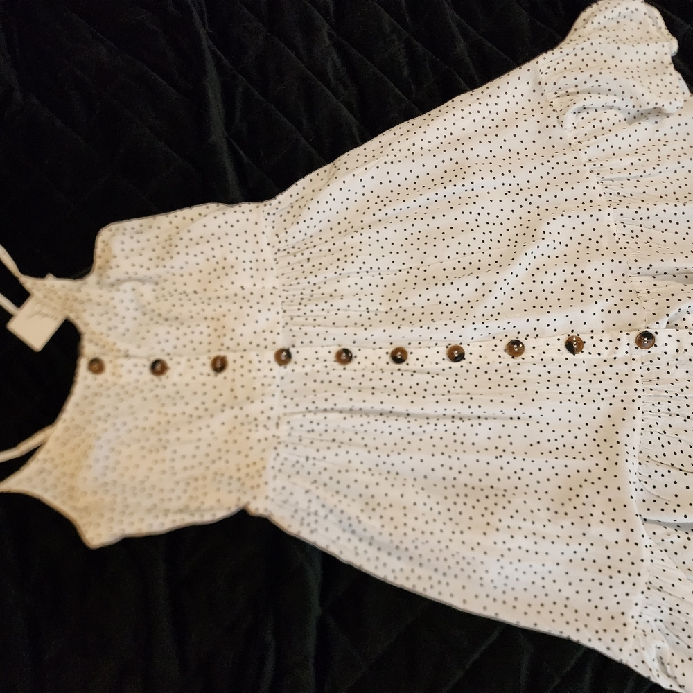 White dress with black polka dots